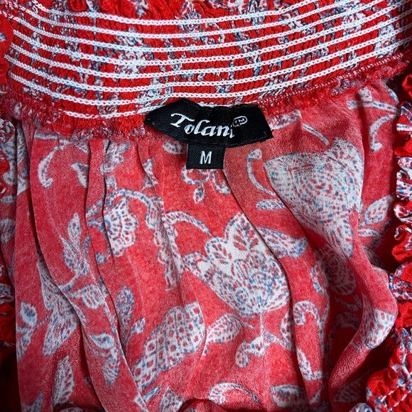 Tolani Off Shoulder Floral Print Blouse - Silky 100% Cupro, Flowly - Size M - Picture 3 of 10